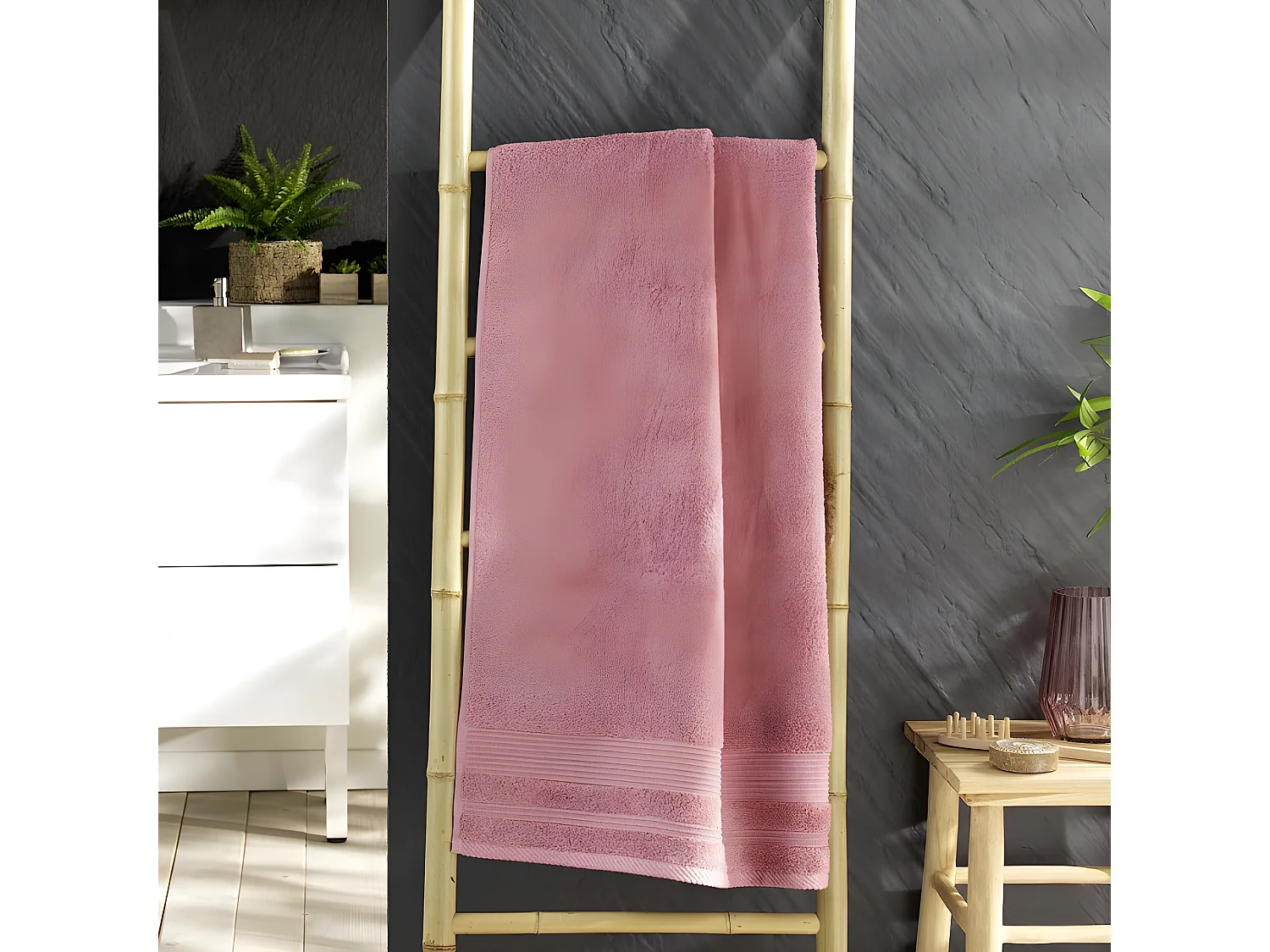 Drap de Douche "Tendresse" 70x130cm Bois de Rose