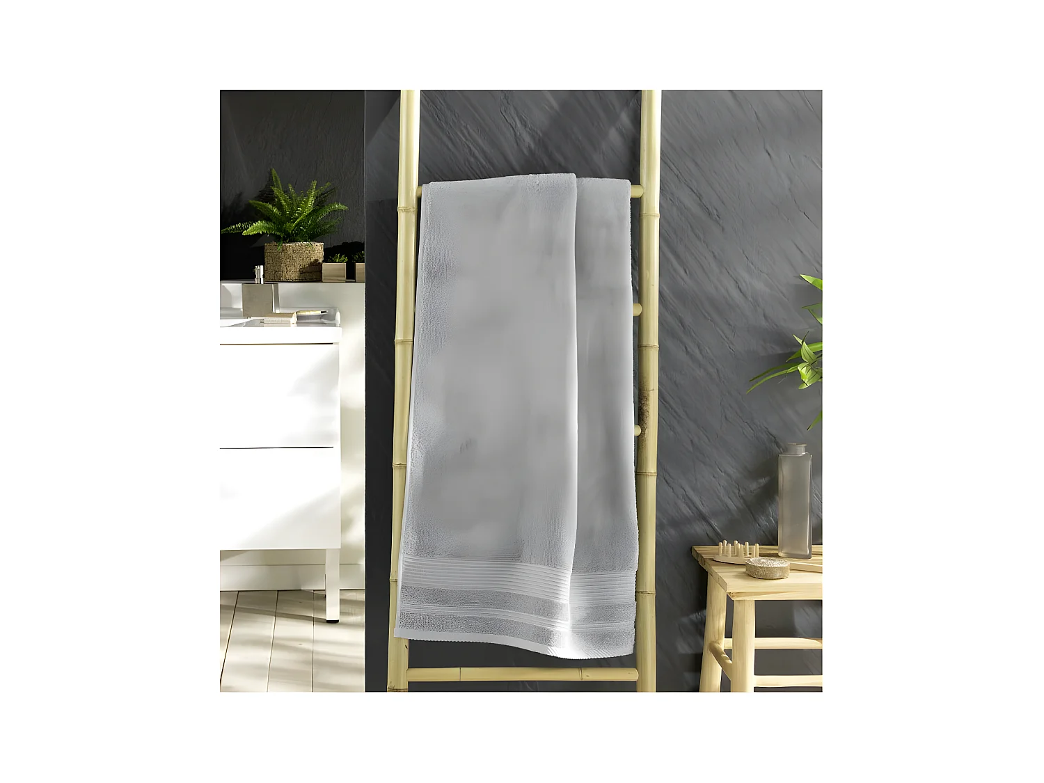 Drap de Douche "Tendresse" 70x130cm Gris Perle