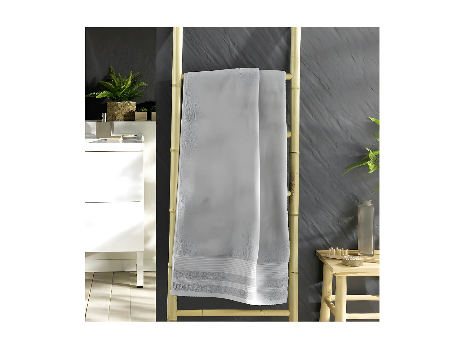 Drap de Douche "Tendresse" 70x130cm Gris Perle
