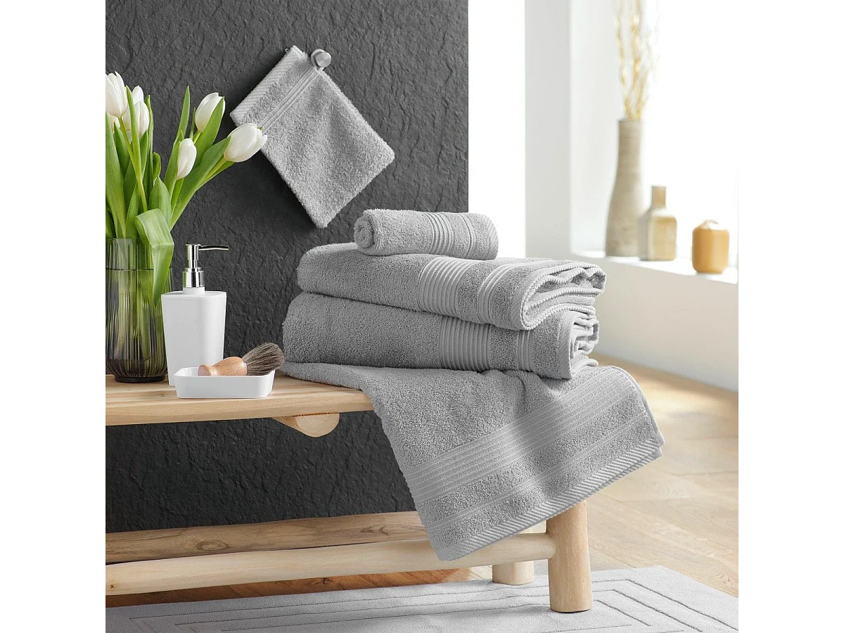 Drap de Douche "Tendresse" 70x130cm Gris Perle