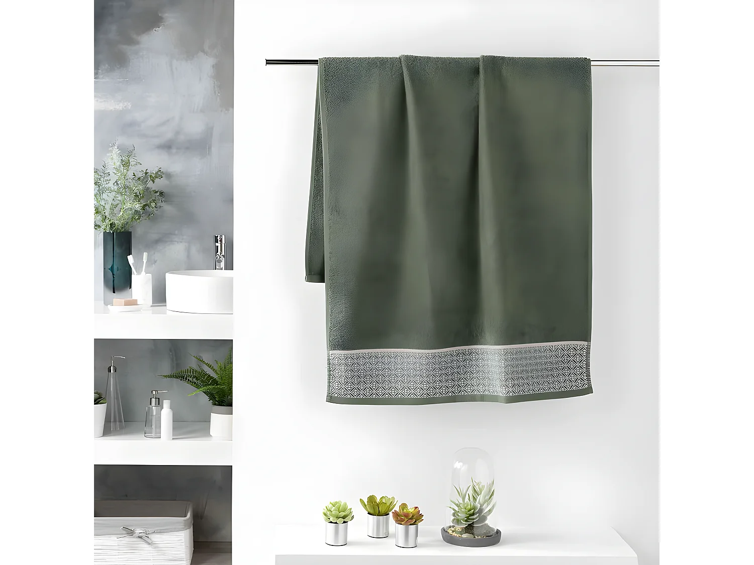 Drap de Douche Jacquard "Belina" 70x130cm Kaki