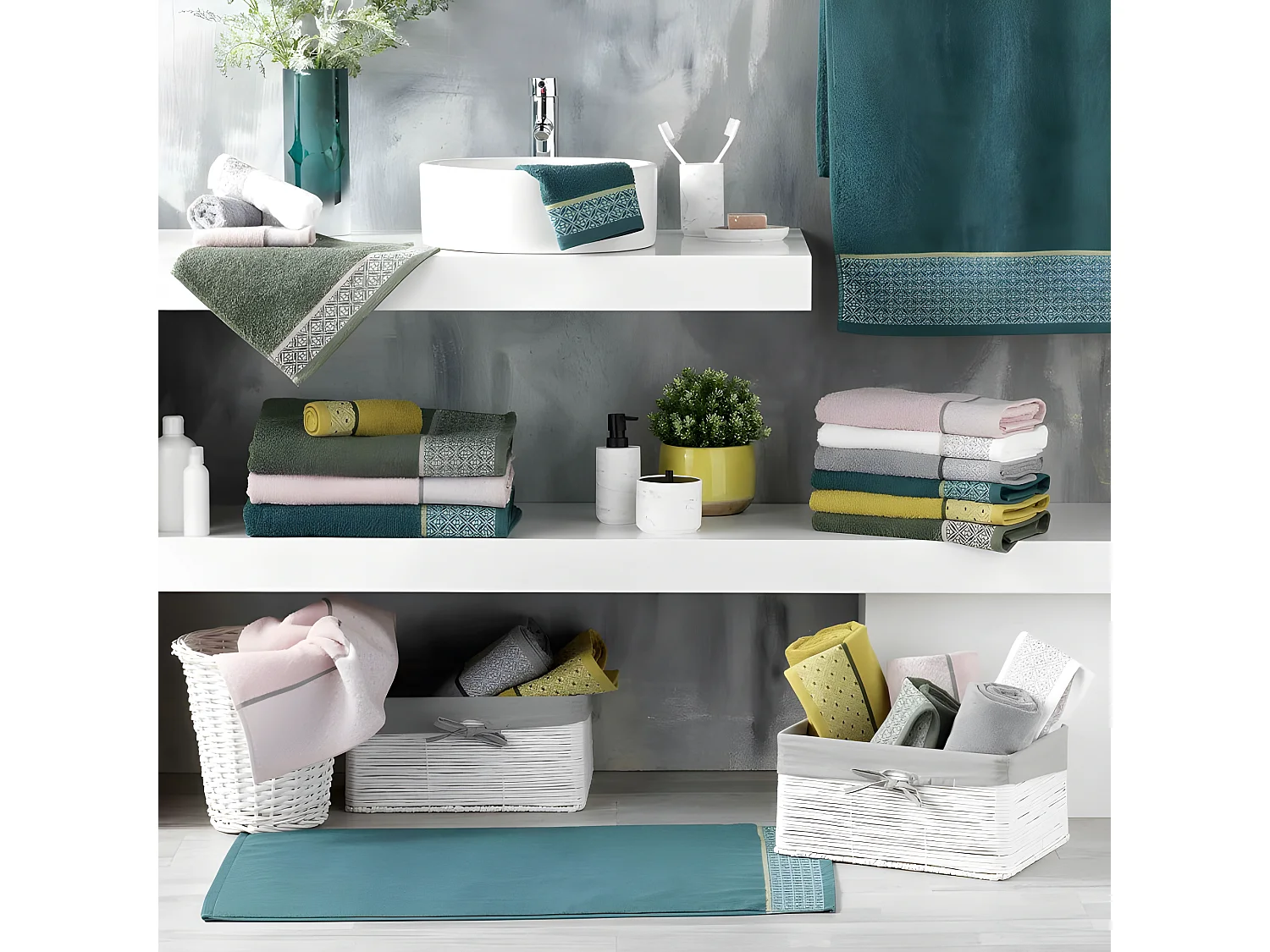 Drap de Douche Jacquard "Belina" 70x130cm Kaki