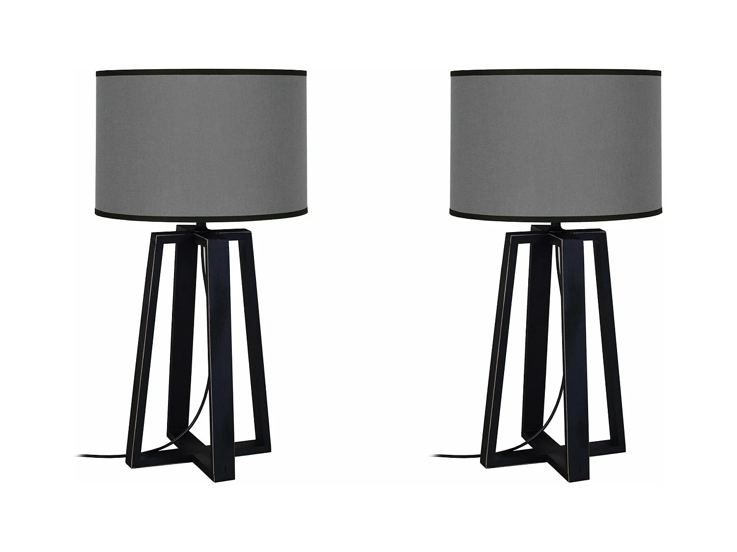 Pair de Lampes de chevet colonne boisgris 50 cm.