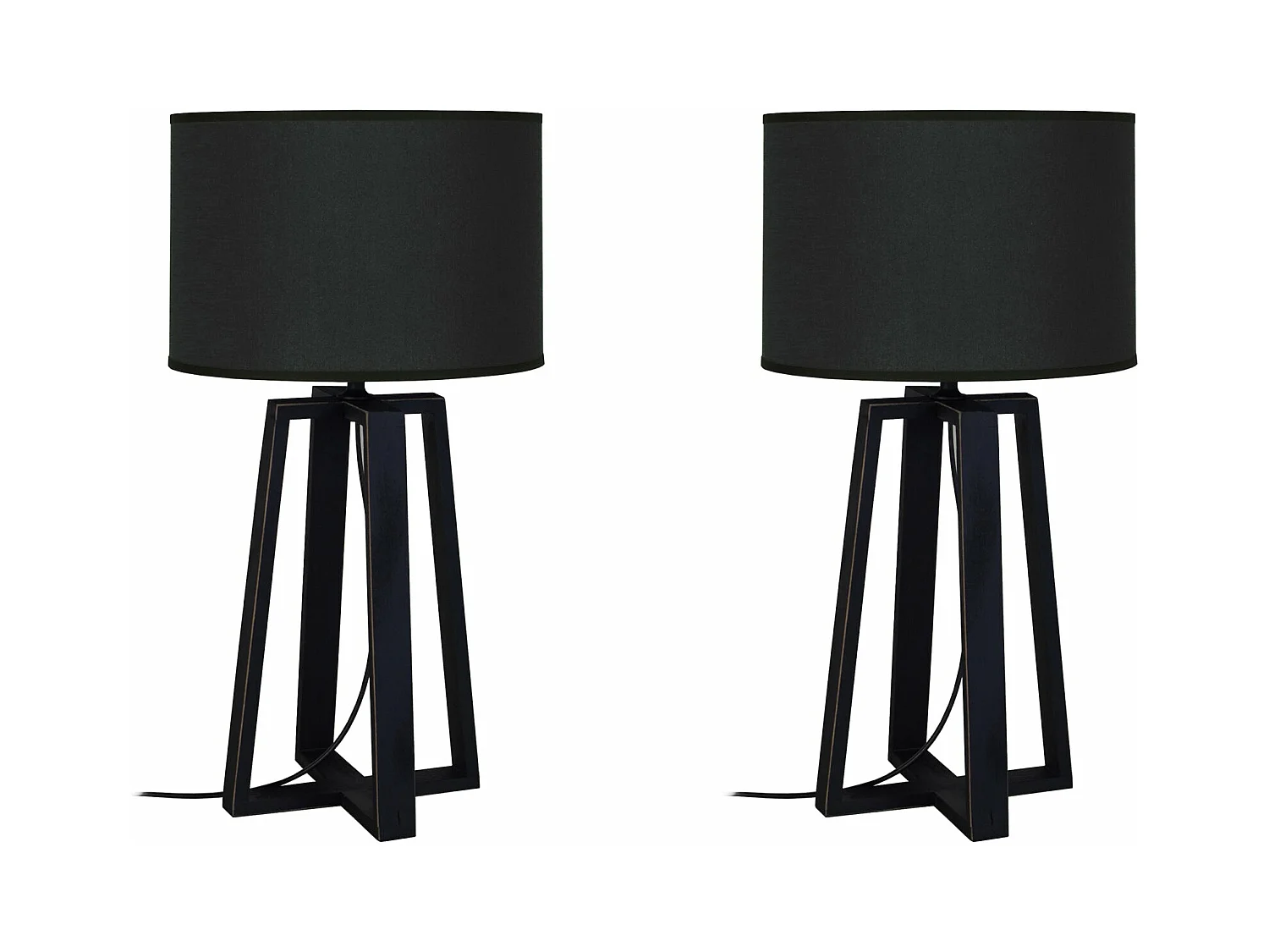 Pair de Lampes de chevet colonne bois blanc  paille 50 cm.