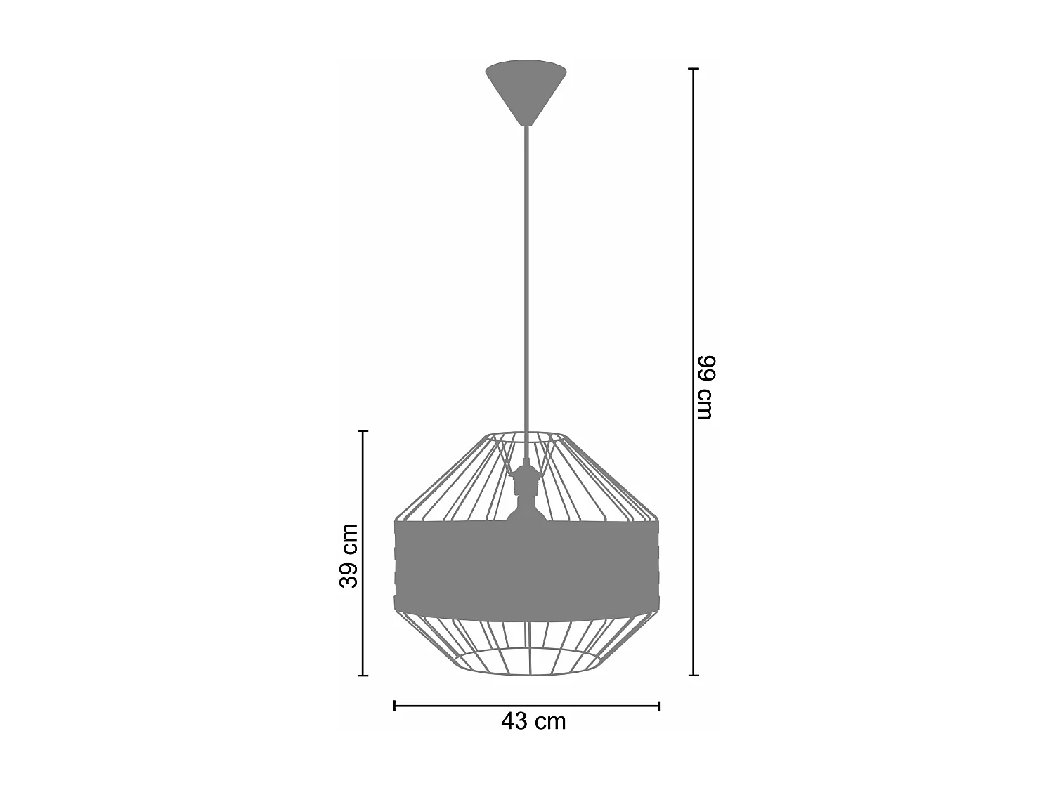 Suspensão TOSEL  TRESSÉ BHAMO C metal e madeira cilindro Madeira de faia D18 x  H80  cm