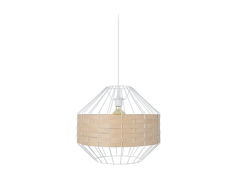 Suspension métal taupe bois hêtre 99 cm.