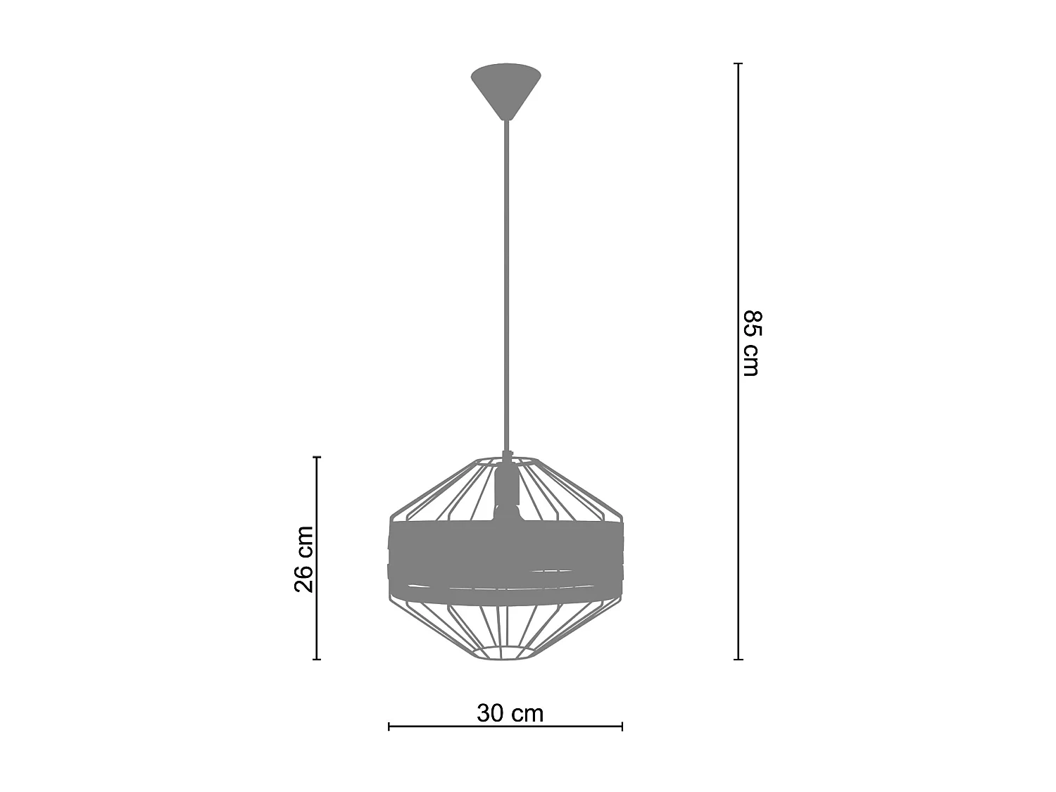 Suspensão TOSEL  TRESSÉ BHAMO B metal e madeira globo madeira sucupira D36 x  H90  cm