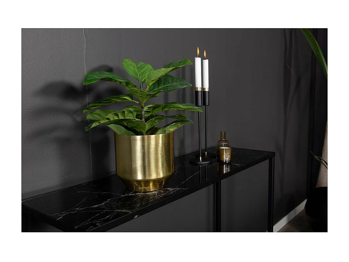 Dipp sidetable 30x100 cm glas zwart marmor decor.