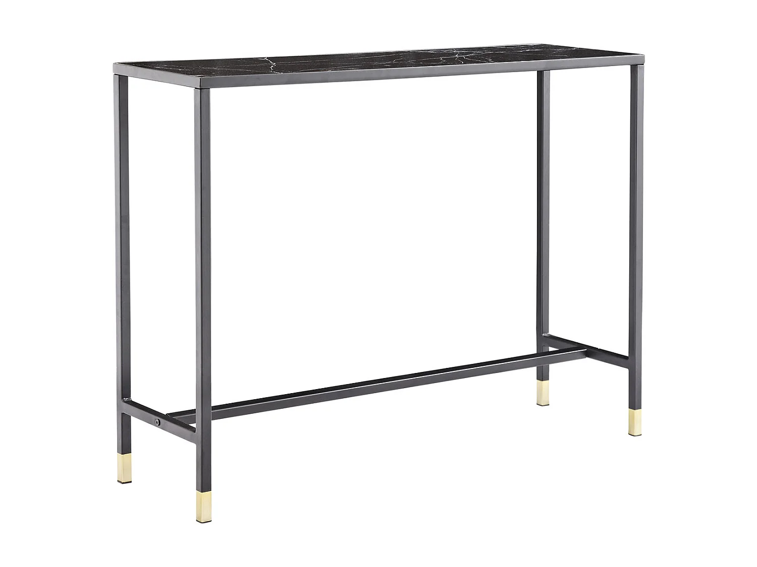 Dipp Table console 30x100 cm, verre, finition marbre noir.