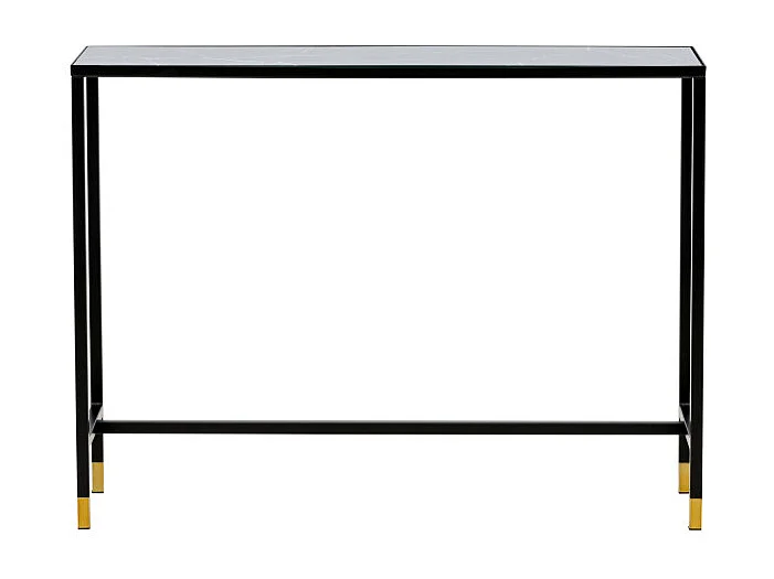 Dipp Table console 30x100 cm, verre, finition marbre noir.