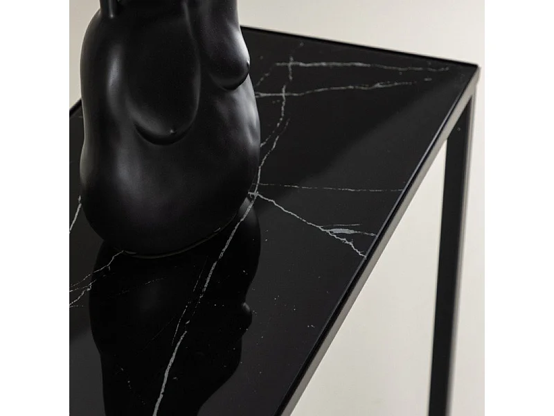 Dipp Table console 30x100 cm, verre, finition marbre noir.