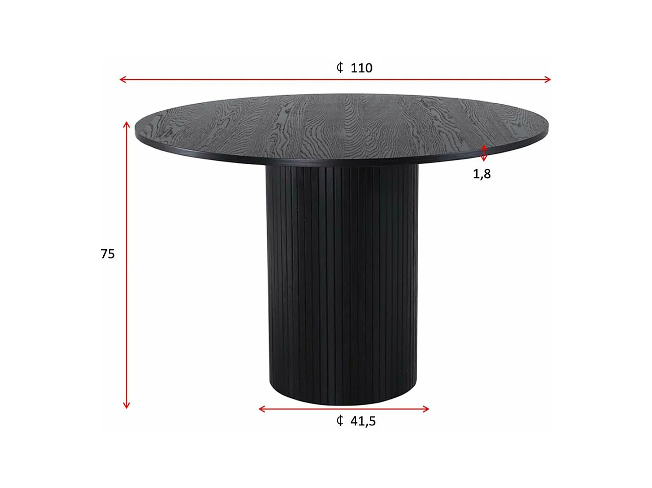 Table à Manger Ronde "Bianca" 110cm Noir