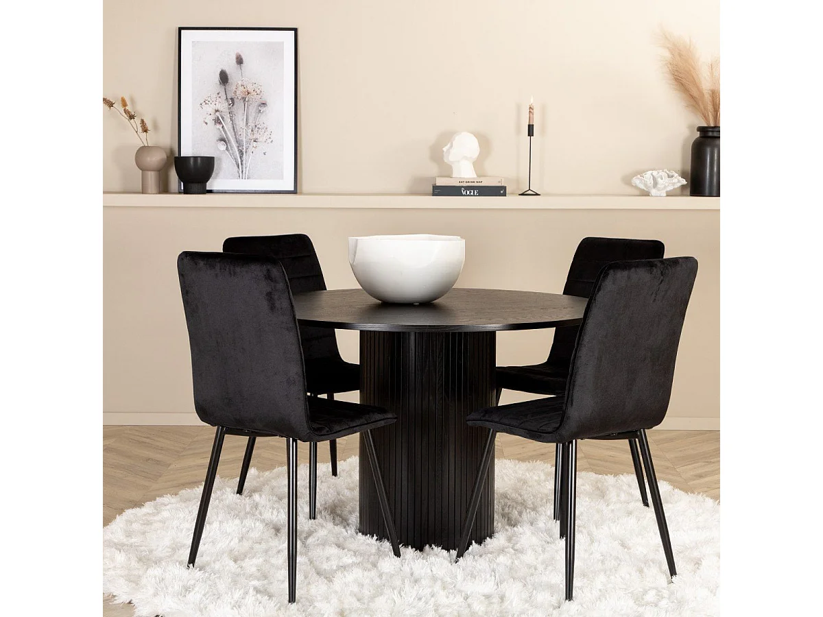 Table à Manger Ronde "Bianca" 110cm Noir