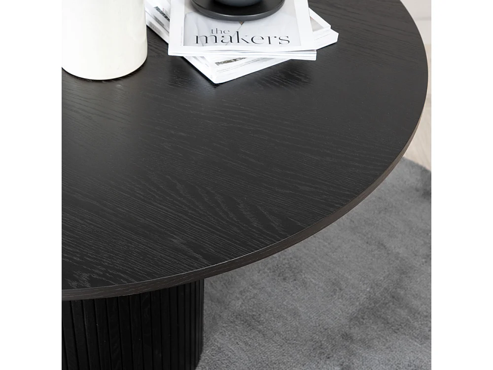 Bianca eetkamertafel Ø110cm zwart eik fineer.