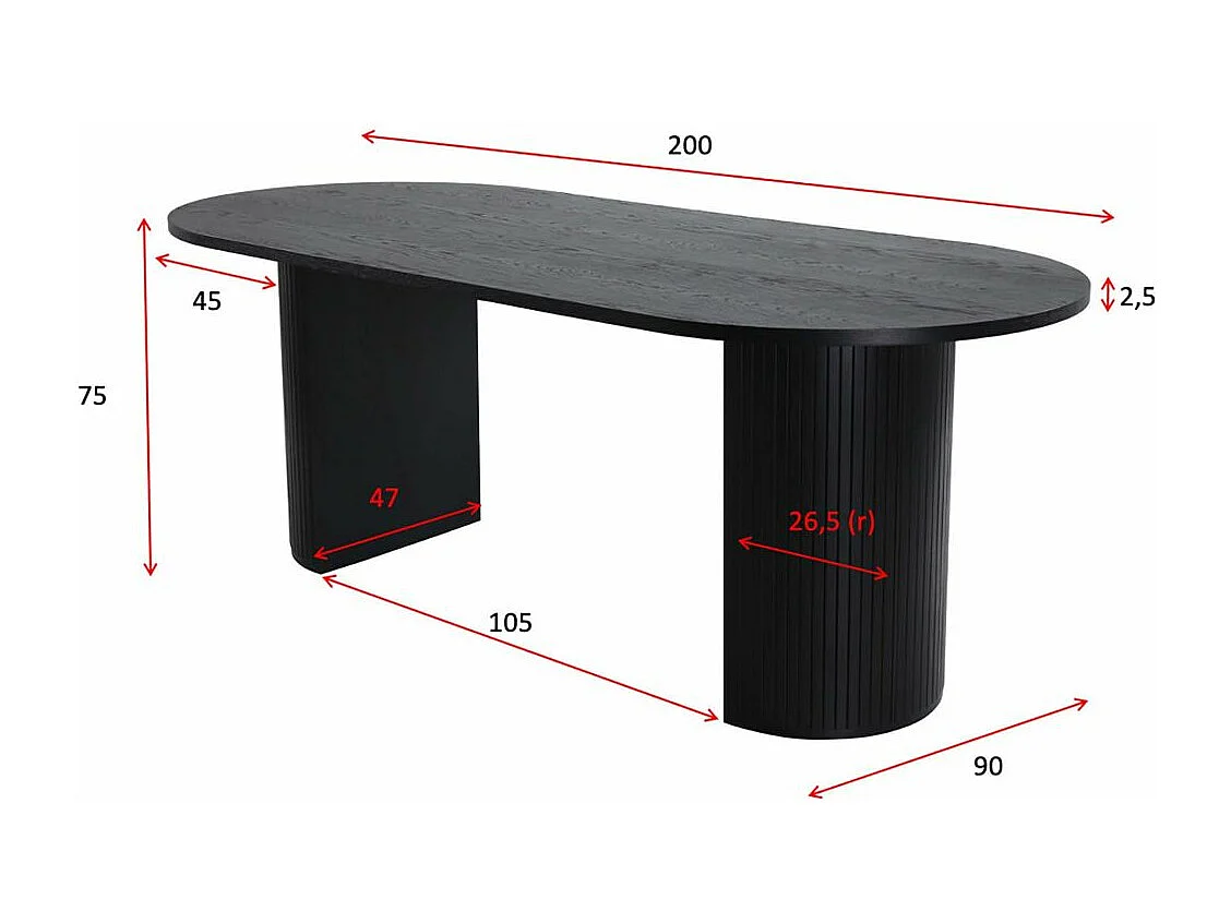 Ovaler Esstisch Bianca 200 x 90 cm