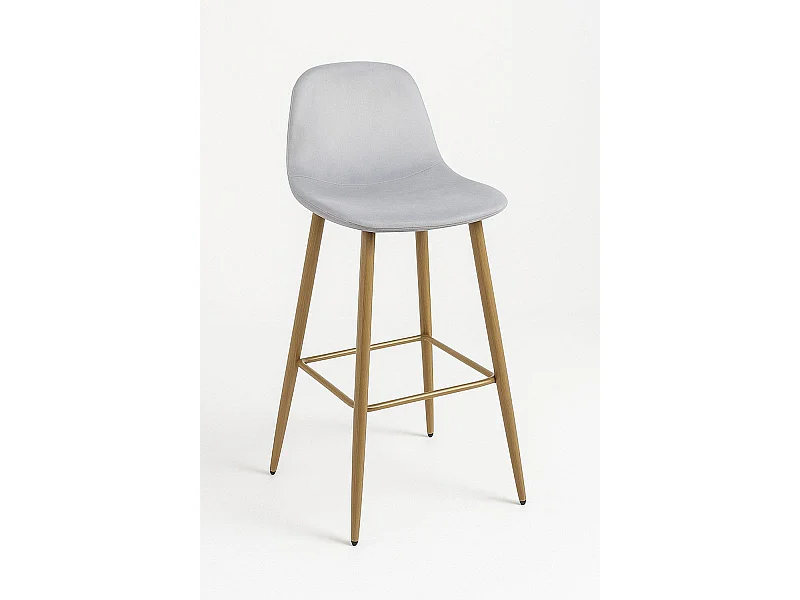 Lote de 6 Taburetes Teok Terciopelo - Gris