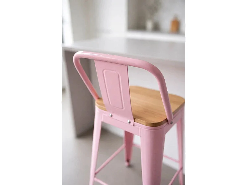 Taburetes Altos - Taburete Torix Respaldo Madera Natural - Rosa