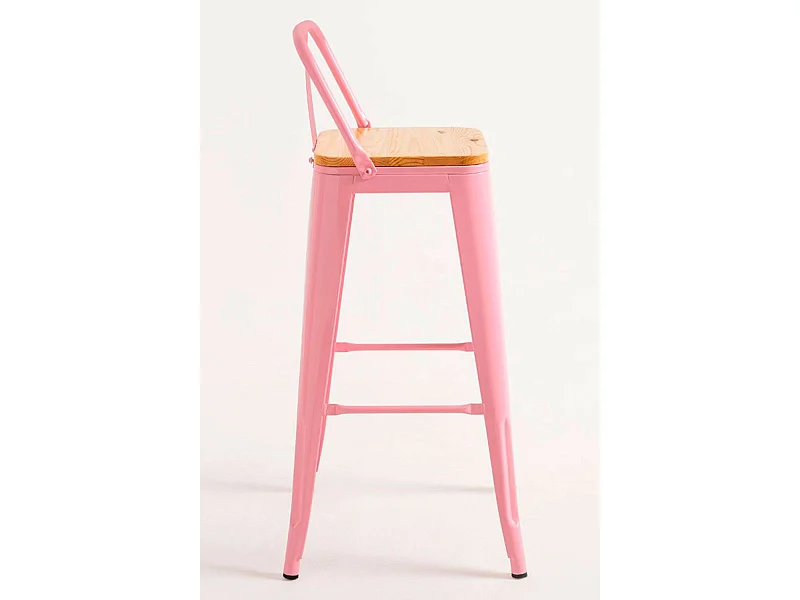 Taburetes Altos - Taburete Torix Respaldo Madera Natural - Rosa