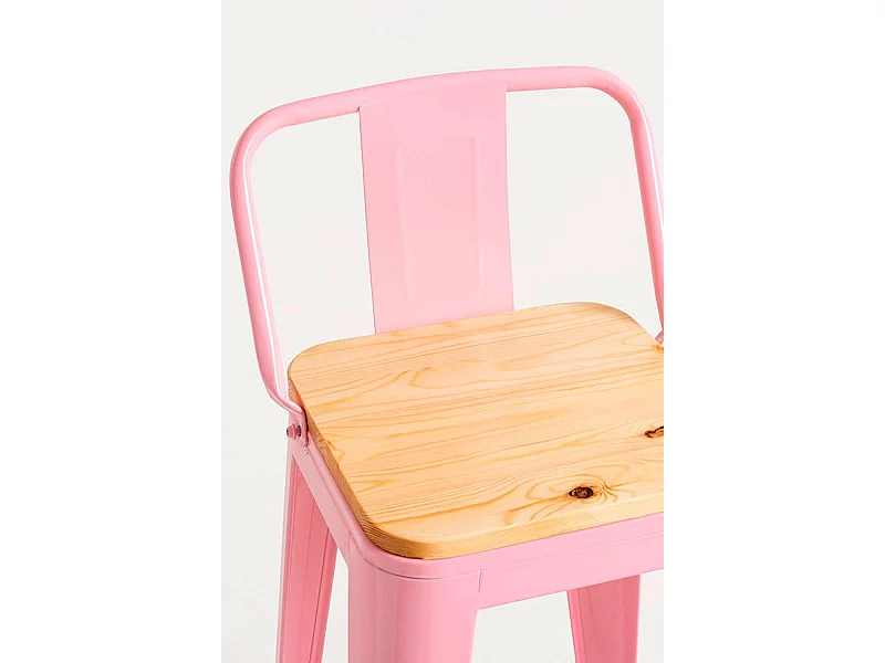 Taburetes Altos - Taburete Torix Respaldo Madera Natural - Rosa