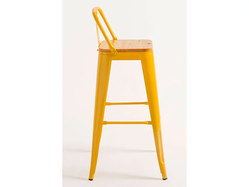 Taburetes Altos - Taburete Torix Respaldo Madera Natural 95 cm - Amarillo