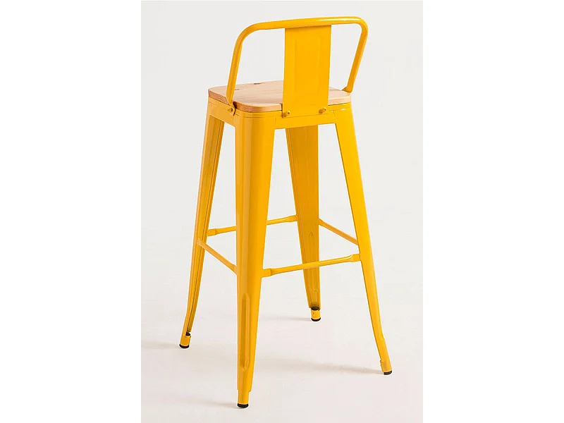 Taburetes Altos - Taburete Torix Respaldo Madera Natural 95 cm - Amarillo