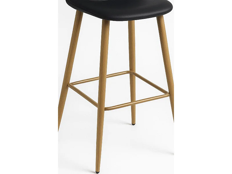 Lote de 2 Taburetes Teok Polipiel - Negro