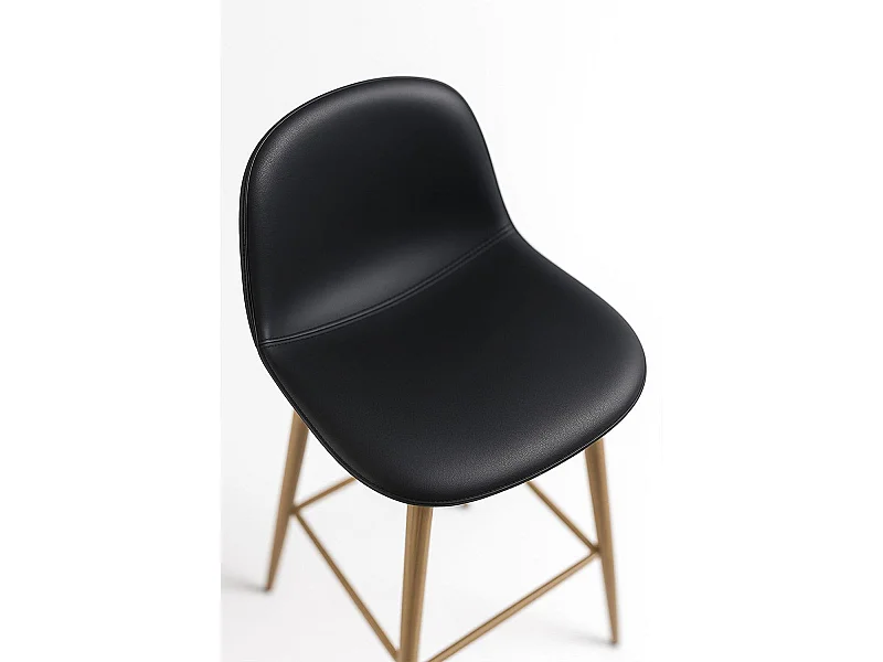 Lote de 2 Taburetes Teok Polipiel - Negro