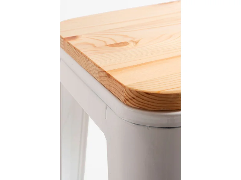 Lote de 6 Taburetes Torix Altos Madera Natural - Blanco