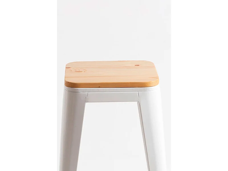 Lote de 4 Taburetes Torix Altos Madera Natural - Blanco