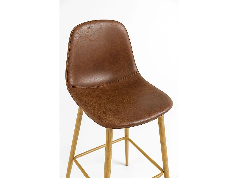 Lote de 2 Taburetes Teok Polipiel - Marrón Vintage