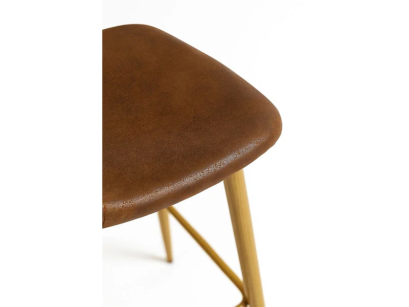 Lote de 2 Taburetes Teok Polipiel - Marrón Vintage