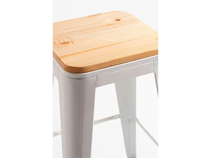 Lote de 2 Taburetes Torix Altos Madera Natural - Blanco