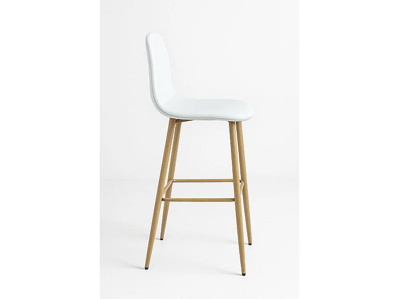 Lote de 4 Taburetes Teok Polipiel - Blanco