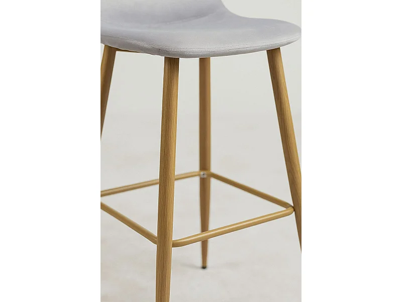 Lote de 4 Taburetes Teok Terciopelo - Gris