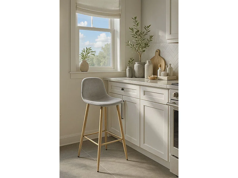 Taburetes Cocina - Taburete Teok Terciopelo - Gris