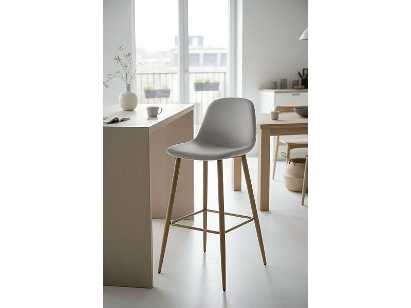 Taburetes Cocina - Taburete Teok Terciopelo - Gris