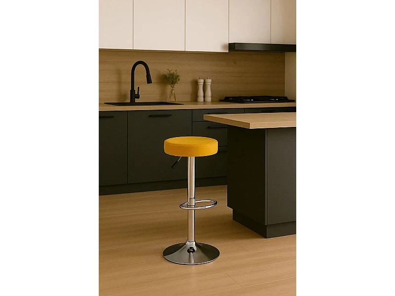 Taburetes Cocina - Taburete Kros Terciopelo - Amarillo
