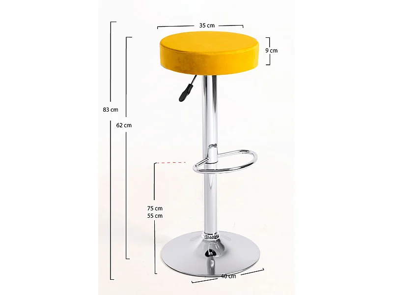 Taburetes Cocina - Taburete Kros Terciopelo - Amarillo