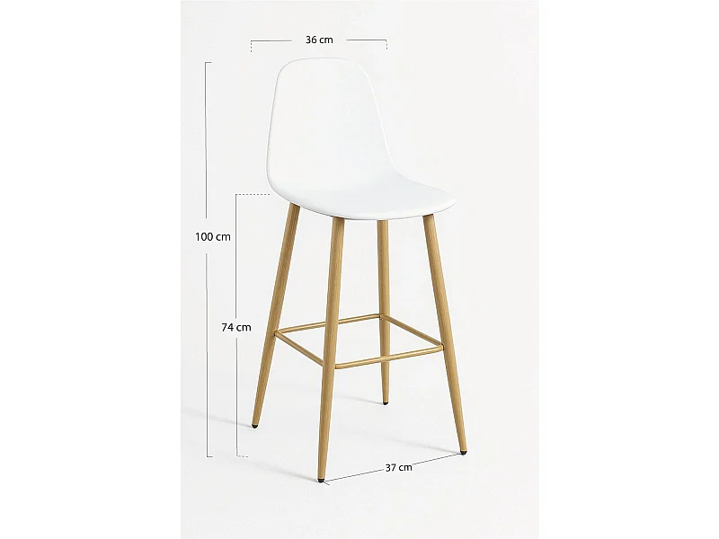 Taburetes Cocina - Taburete Teok Polipiel - Blanco