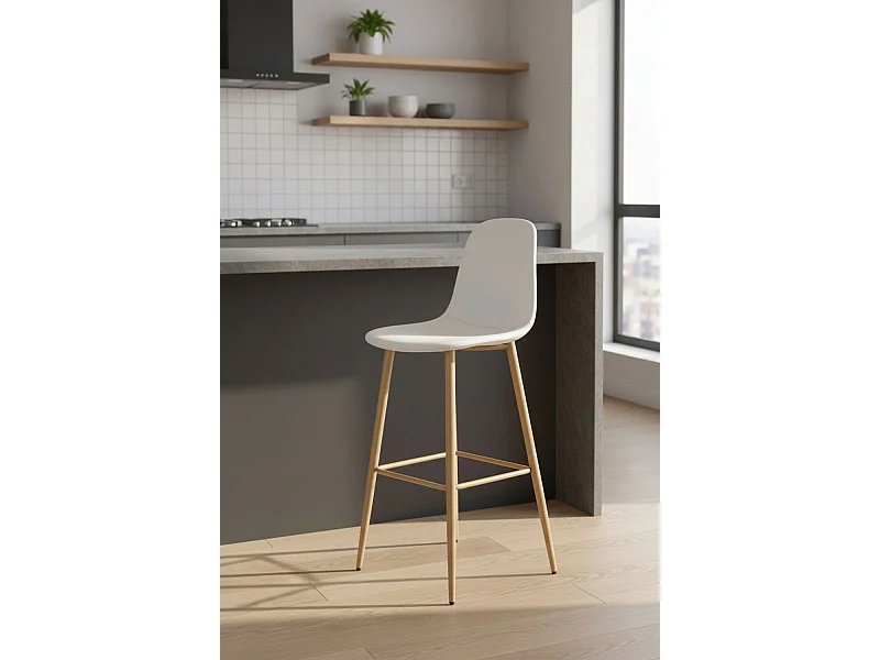 Taburetes Cocina - Taburete Teok Polipiel - Blanco