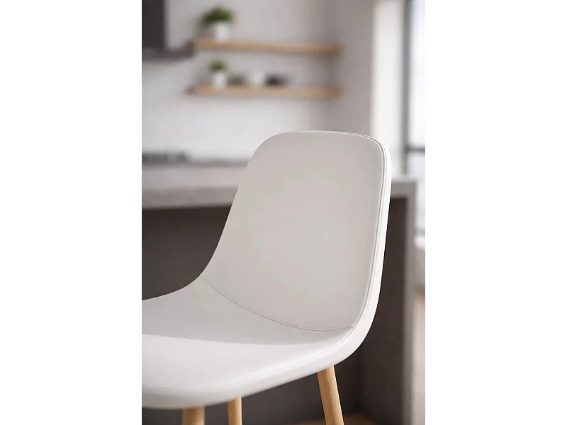 Taburetes Cocina - Taburete Teok Polipiel - Blanco