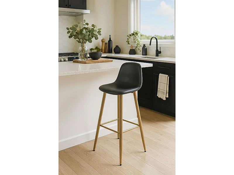 Taburetes Cocina - Taburete Teok Polipiel - Negro