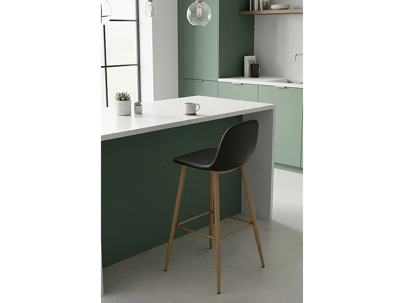 Taburetes Cocina - Taburete Teok Polipiel - Negro