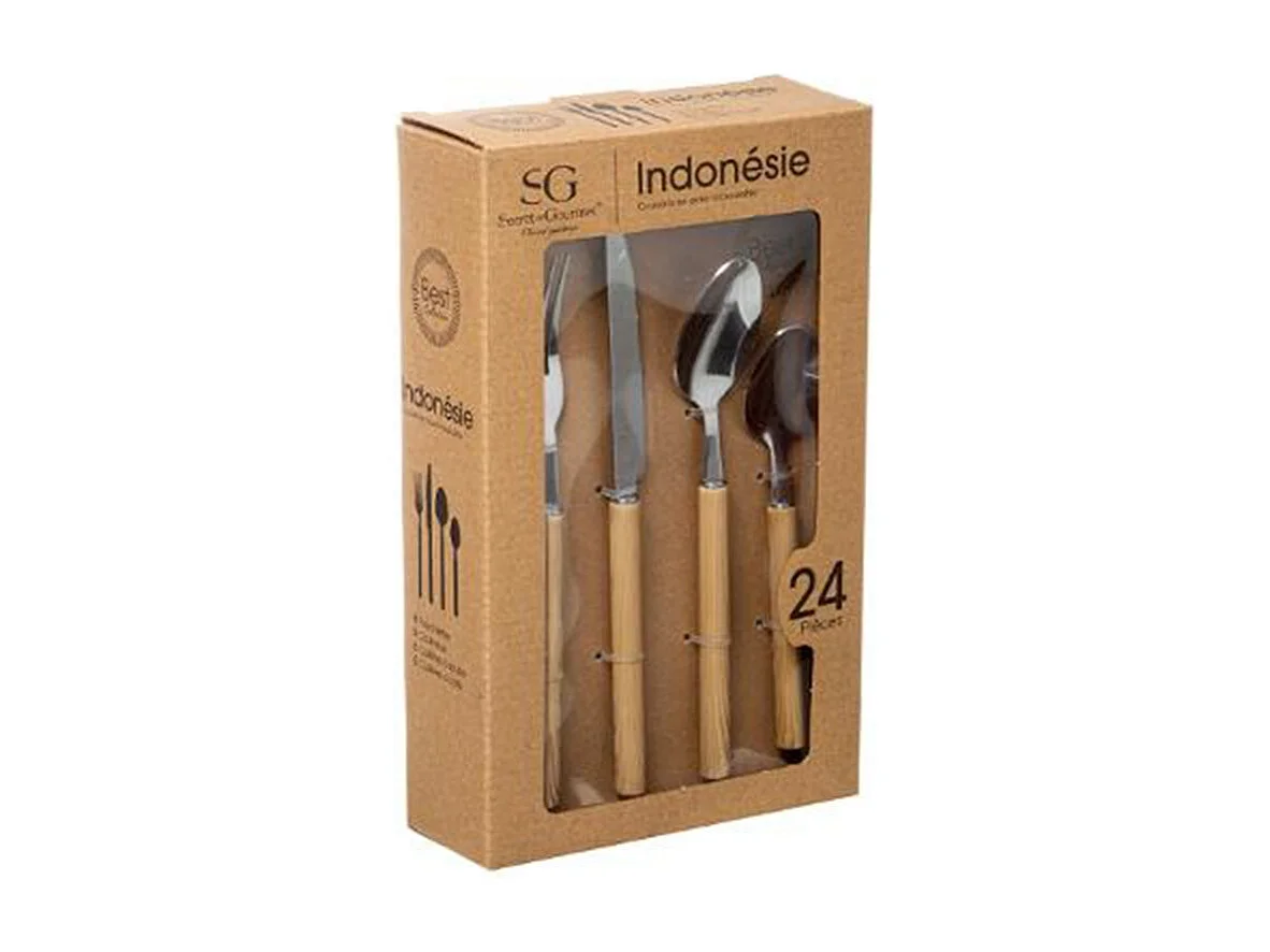 Set de Cubiertos 24 Piezas "Amazonia" Beige Acero Inoxidable