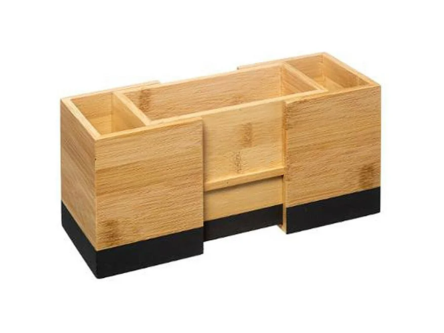 Organizador de cubiertos de bambú "Modern" extensible de 18 cm en blanco