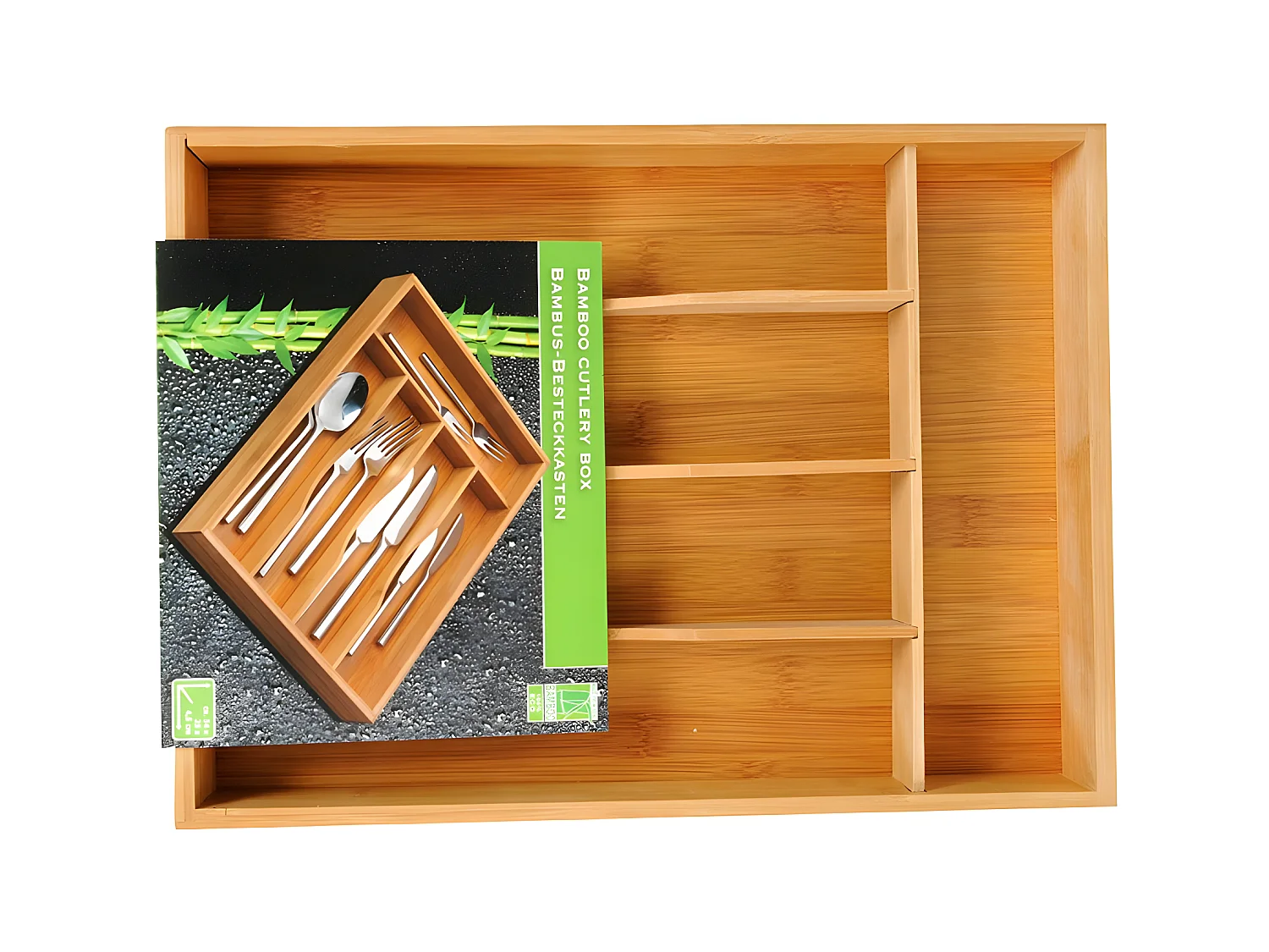 Portaposate Estensibile in Bambù "Paco" 35cm Naturale 6 Scomparti