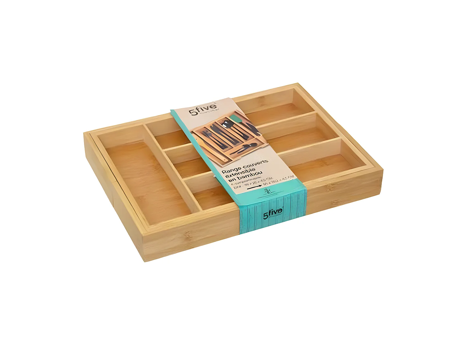 Portaposate Estensibile in Bambù "Paco" 35cm Naturale 6 Scomparti