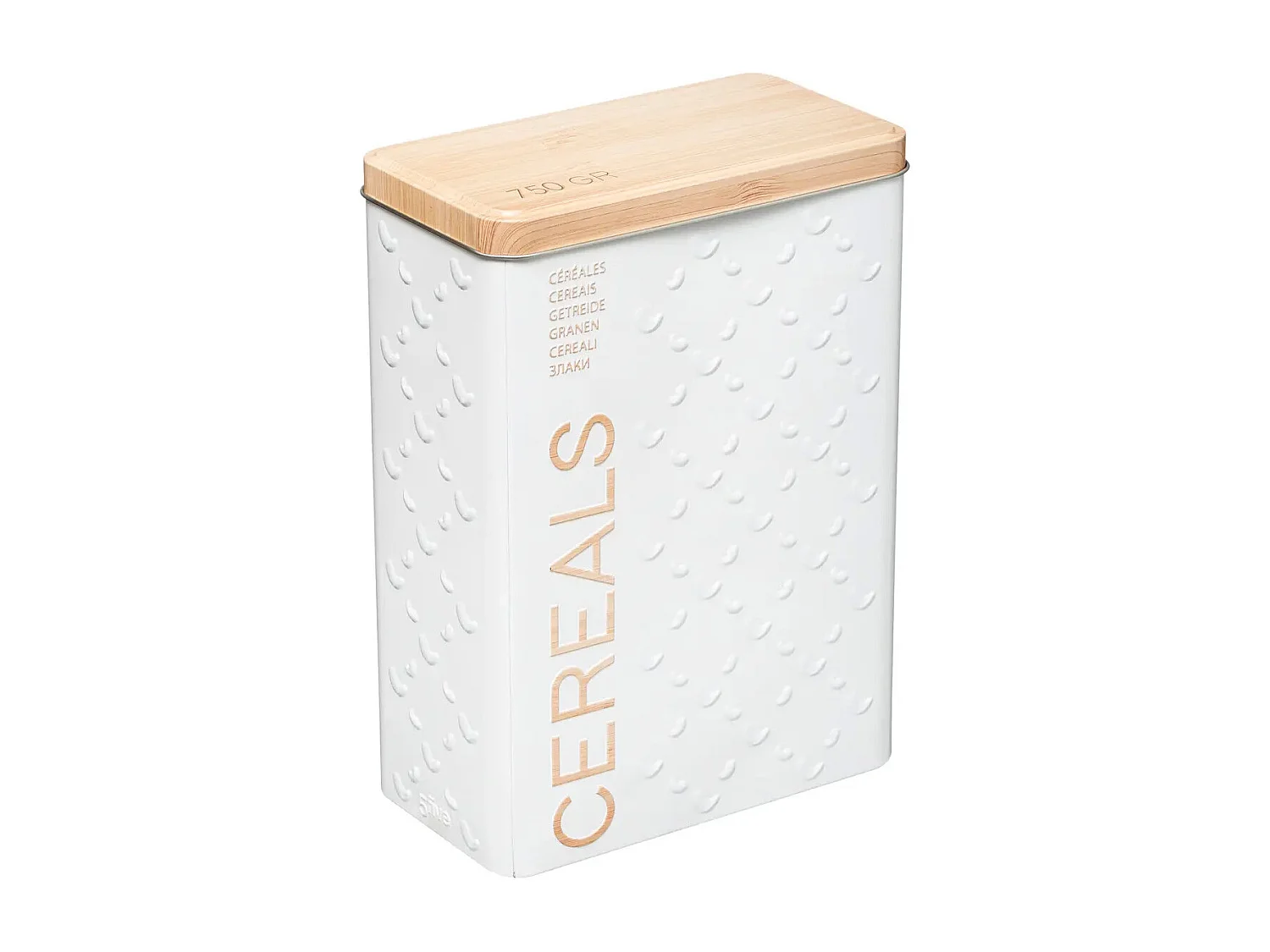 Küchenbehälter für Cerealien aus Eisen Weiß 750gr 17,5x9,5x h24,5 cm