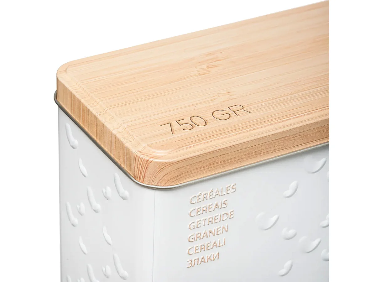 Küchenbehälter für Cerealien aus Eisen Weiß 750gr 17,5x9,5x h24,5 cm