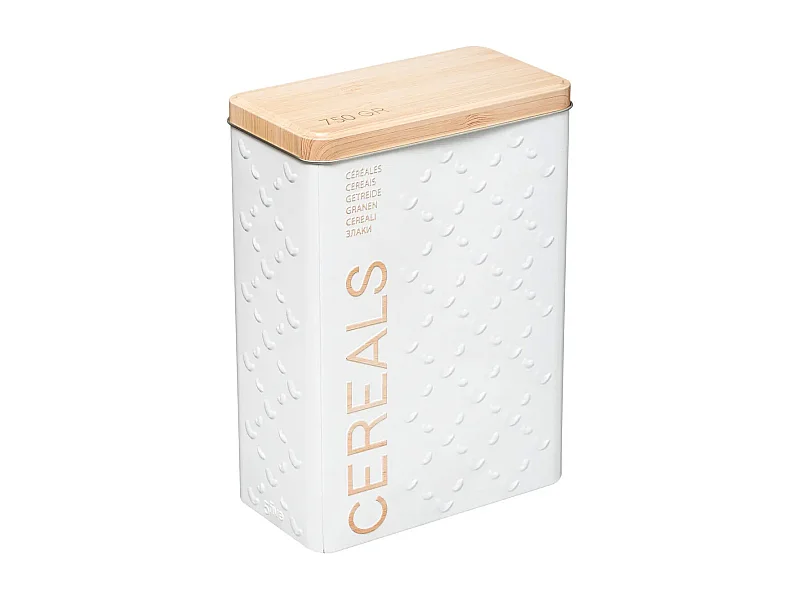 Küchenbehälter für Cerealien aus Eisen Weiß 750gr 17,5x9,5x h24,5 cm